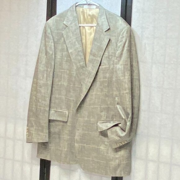 Vintage Southampton USA Tweed Stripe 100% Silk Suit Blazer Jacket Gold Black 44L - Picture 4 of 12